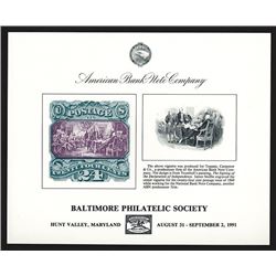 Souvenir Card. Baltimore Philatelic Society. 1991.