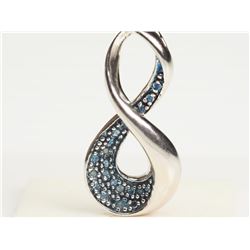 STERLING  SILVER BLUE DIAMOND 0.12CT PENDANT. REPLACEMENT VALUE: $766.00