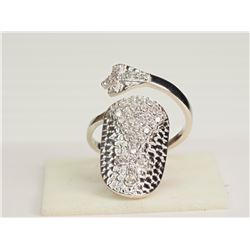 STERLING SILVER CZ NAIL RING.