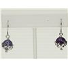 Image 1 : STERLING SILVER RHODIUM PLATED AMETHYST AND DIAMOND EARRINGS.