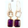Image 1 : 14KT GOLD AMETHYST AND AQUAMARINE EARRINGS. REPLACEMENT VALUE: $675.00