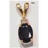 Image 2 : 14KT GOLD SAPPHIRE AND DIAMOND PENDANT