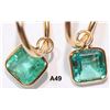Image 1 : 14KT GOLD EMERALD 1.60CT HOOP EARRINGS. REPLACEMENT VALUE: $2640.00