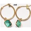 Image 3 : 14KT GOLD EMERALD 1.60CT HOOP EARRINGS. REPLACEMENT VALUE: $2640.00
