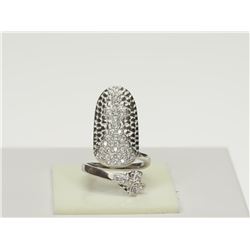 STERLING SILVER CUBIC ZIRCONIA NAIL RING. REPLACEMENT VALUE: $80.00