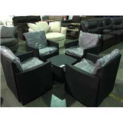 6 PIECE PATIO LOUNGE SET - 4 CHAIRS  WITH CUSHIONS &  2 SIDE TABLES