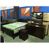 Image 1 : QUEEN SIZED CHERRY FINISHED 4 PIECE BEDROOM SUITE-HEADBOARD,FOOTBOARD RAILS,6 DRAWER DRESSER WITH MI