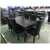 Image 2 : DINNING TABLE WITH 6 BROWN LEATHER UPHOLSTERED HIGH BACK CHAIRS (NO TABLE LEAF )