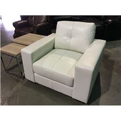 CONTEMPORARY WHITE LEATHER LIVING ROOM ARM CHAIR