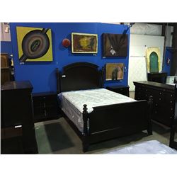 6 PIECE QUEEN SIZED BEDROOM SUITE - INCLUDES HEADBOARD, FOOTBOARD RAILS, 9 DRAWER DRESSER WITH