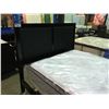 Image 2 : BLACK LEATHER PADDED BACK QUEEN SIZED BED - HEADBOARD, FOOTBOARD & RAILS