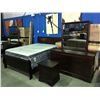 Image 2 : QUEEN SIZED CHERRY FINISH 4 PIECE BEDROOM SUITE - HEADBOARD, FOOTBOARD RAILS, 6 DRAWER