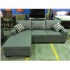 Image 2 : GREY UPHOLSTERED TWO PIECE SECTIONAL SOFA WITH 2 THROW CUSHIONS