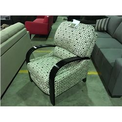 UPHOLSTERED GEOMETRIC PATTERN RECLINING ARM CHAIR