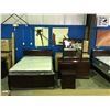 Image 2 : QUEEN SIZED CHERRY FINISHED BEDROOM SUITE - HEADBOARD, FOOTBOARD RAILS, 6 DRAWER DRESSER WITH