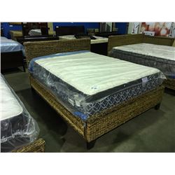 QUEEN SIZED RATTAN BED SET - HEADBOARD, FOOTBOARD & RAILS