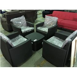 6 PIECE PATIO LOUNGE SET - FOUR CHAIRS WITH CUSHIONS & 2 SIDE TABLES