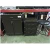 Image 1 : GROUP OF 3 FURNITURE PIECES - KITCHEN ISLAND CABINET, 3 DRAWER ROLLING STORAGE UNIT & BAR STOOL