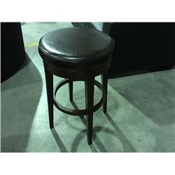 BROWN LEATHER UPHOLSTERED SWIVEL BAR STOOL