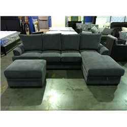 GREY UPHOLSTERED 2 PIECE SECTIONAL SOFA BED WITH FOOT STOOL