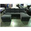 Image 1 : GREY UPHOLSTERED 2 PIECE SECTIONAL SOFA BED WITH FOOT STOOL