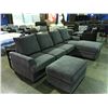 Image 3 : GREY UPHOLSTERED 2 PIECE SECTIONAL SOFA BED WITH FOOT STOOL