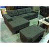 Image 2 : 2 PIECE GREYISH GREEN UPHOLSTERED SECTIONAL SOFA WITH FOOT STOOL