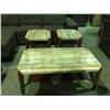 Image 1 : 3 PIECE FAUX MARBLE TOP COFFEE  & END TABLE SET (COFFEE TABLE SHOWS SLIGHT DAMAGE TO EDGE)