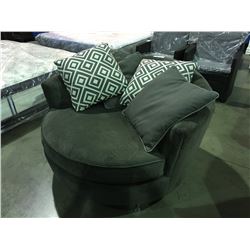 STYLUS GREEN  UPHOLSTERED NEST CHAIR WITH 4 THROW CUSHIONS