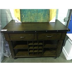 ROLLING KITCHEN PREP COUNTER ISLAND ( STRUCTURAL DAMAGE PRESENT NEEDS REPAIR)
