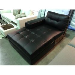 BLACK LEATHER LOUNGER ONLY  (INCOMPLETE SECTIONAL SOFA PIECE)