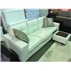 Image 2 : WHITE LEATHER SOFA WITH 2 THROW CUSHIONS ( ONE MISSING CUSHION FOR THIS SET)