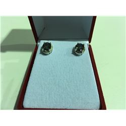 NEW OVAL MYSTIC TOPAZ & DIAMOND EARRINGS. POST & BUTTERFLY BACK STERLING SILVER WITH PLATINUM