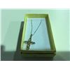 Image 1 : 925 STERLING SILVER CROSS NECKLACE SET WITH 6 GENUINE ROUND CITRINE