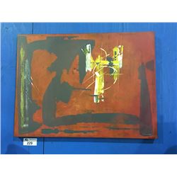 ORGINAL OIL ON CANVAS  ABSTRACT PAINTING "ROBOT LOVE" BY ARTIST PAUL STUART 2.5' X 3.5'