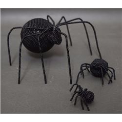 THREE ZUNI BEADED SPIDERS