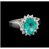 Image 1 : 2.81 ctw Apatite and Diamond Ring - 14KT White Gold