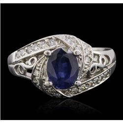 14KT White Gold 1.51 ctw Sapphire and Diamond Ring