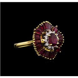 2.79 ctw Ruby and Diamond Ring - 18KT Yellow Gold