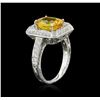 Image 3 : 18KT White Gold GIA Certified 3.74 ctw Yellow Sapphire and Diamond Ring