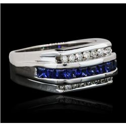 14KT White Gold 1.00 ctw Sapphire and Diamond Ring