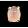Image 2 : 30.62 ctw Rose Quartz, Pink Sapphire and Diamond Ring - 18KT Yellow Gold