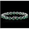 Image 2 : 14KT White Gold 15.83 ctw Emerald and Diamond Bracelet