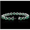 Image 3 : 14KT White Gold 15.83 ctw Emerald and Diamond Bracelet