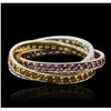Image 1 : 14KT Tri Color Gold 0.72 ctw Amethyst, Citrine, and Diamond Ring