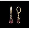 Image 2 : 14KT Yellow Gold 4.52 ctw Rubellite and Diamond Earrings