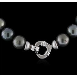 Cultured Pearl and Diamond Necklace - 14KT White Gold