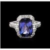 Image 1 : 14KT White Gold 5.42 ctw Tanzanite and Diamond Ring