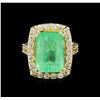 Image 2 : GIA Cert 10.98 ctw Emerald and Diamond Ring - 14KT Yellow Gold