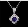Image 1 : 14KT White Gold 4.18 ctw Tanzanite and Diamond Pendant With Chain